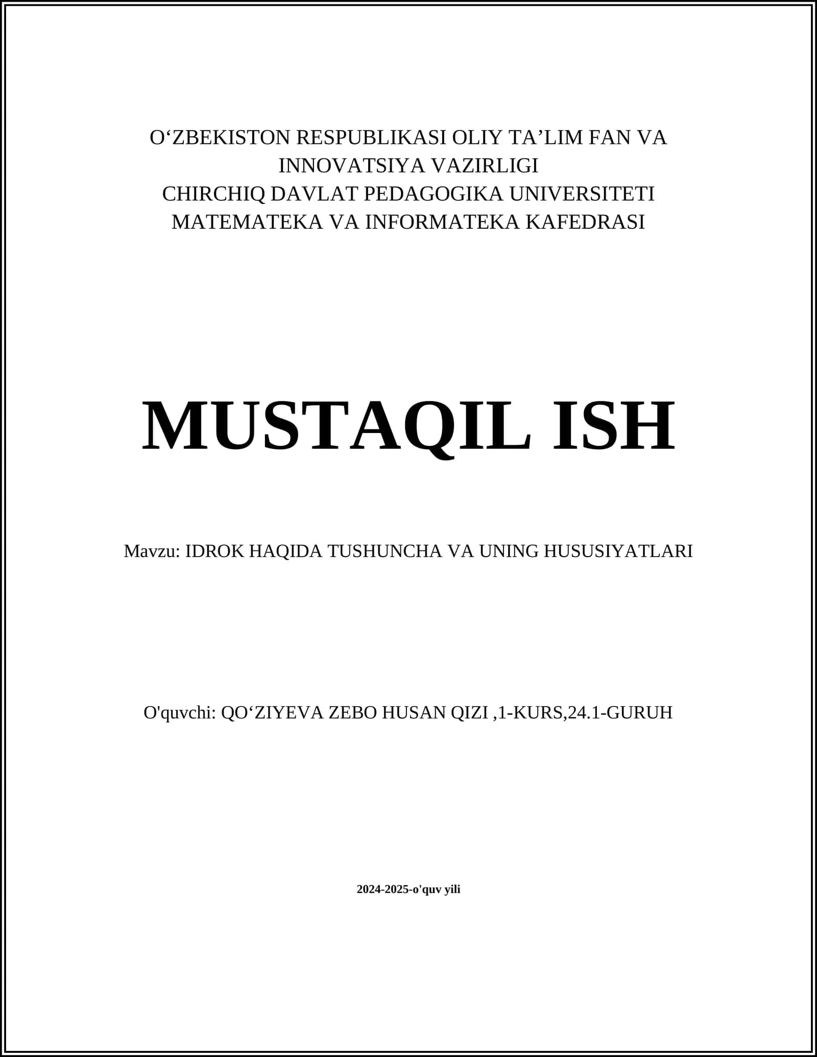 IDROK HAQIDA TUSHUNCHA VA UNING HUSUSIYATLARI 1