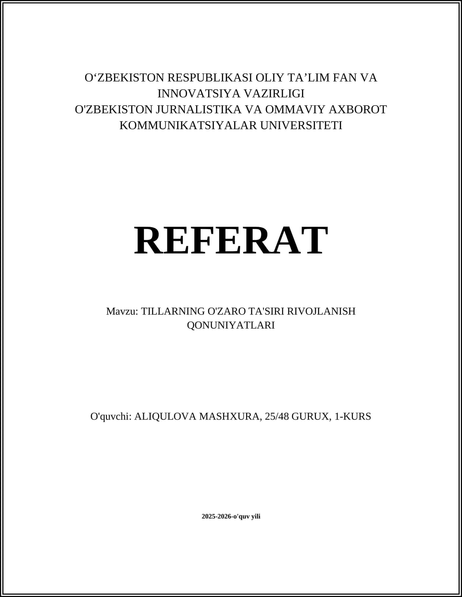 Tillarning O'zaro Ta'siri Rivojlanish Qonuniyatları 1