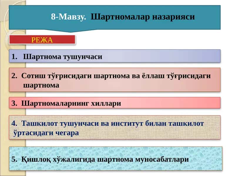 Шартномалар назарияси 1