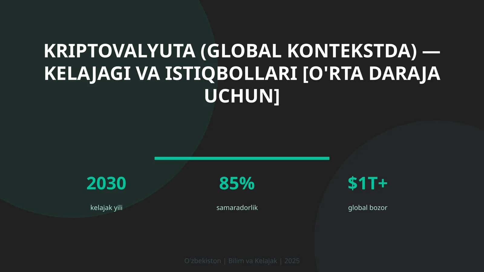 Kriptovalyuta (global kontekstda) — kelajagi va istiqbollari [o'rta daraja uchun] 1