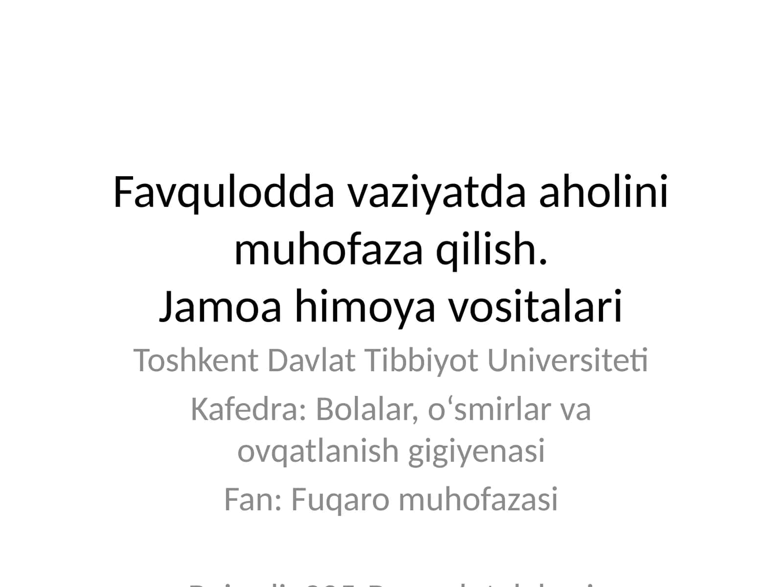 Favqulodda vaziyatda aholini muhofaza qilish 1