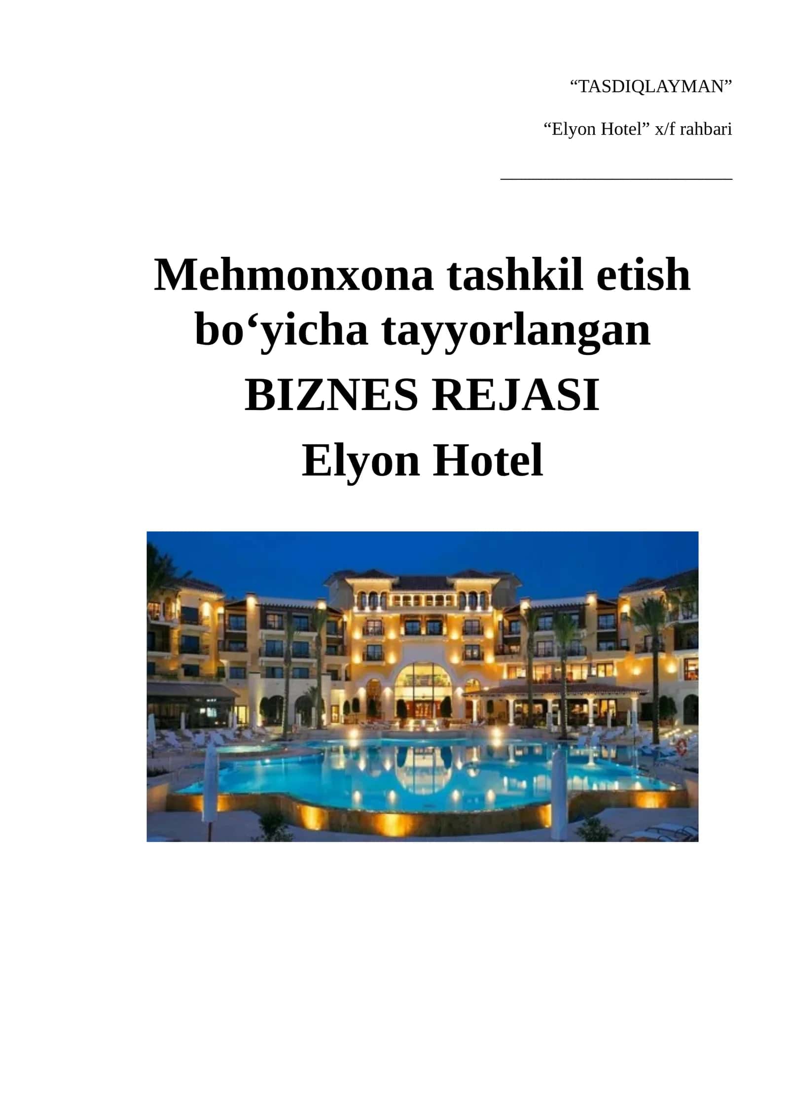 biznes reja Elyon Hotel 1