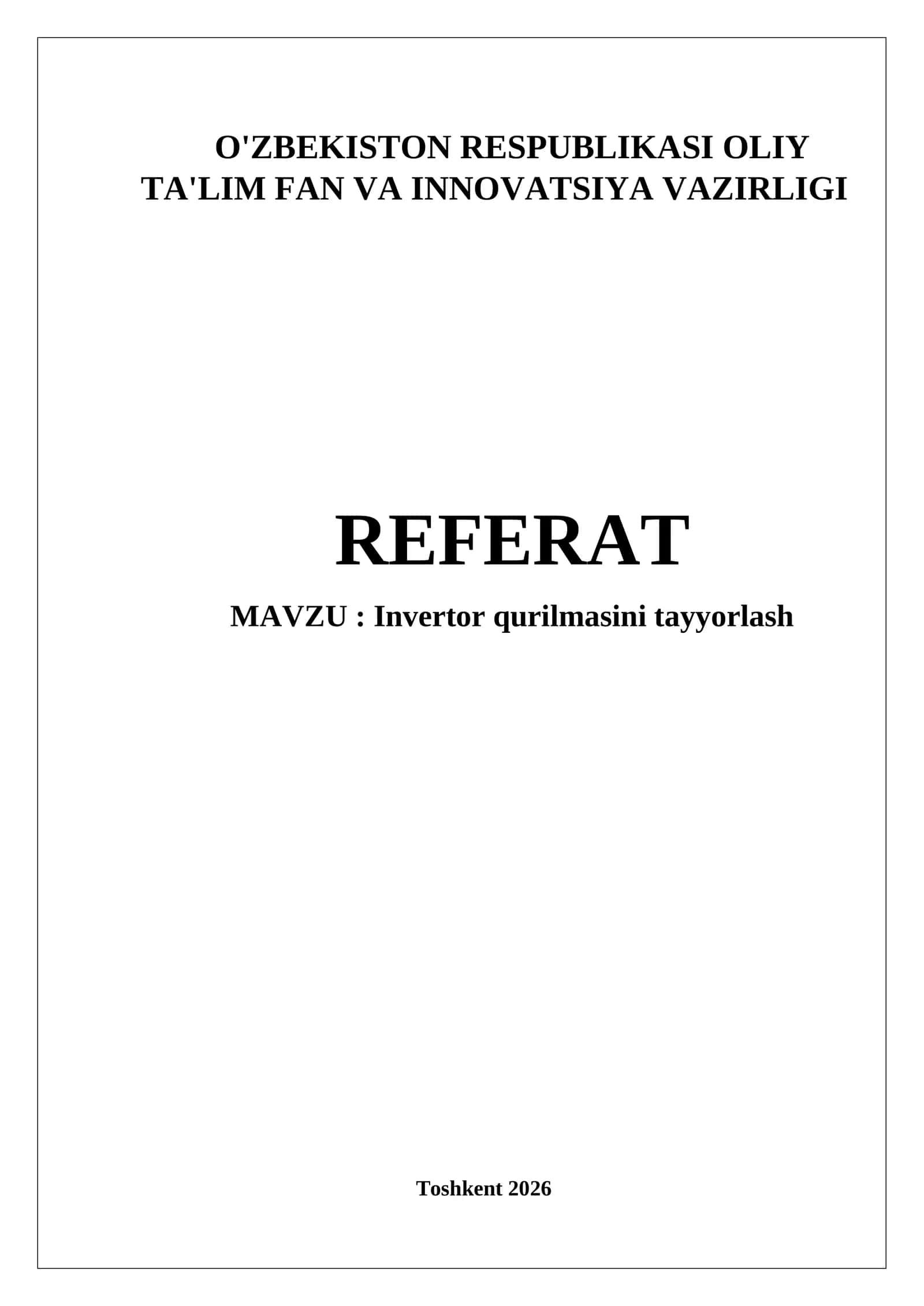Invertor qurilmasini tayyorlash 1