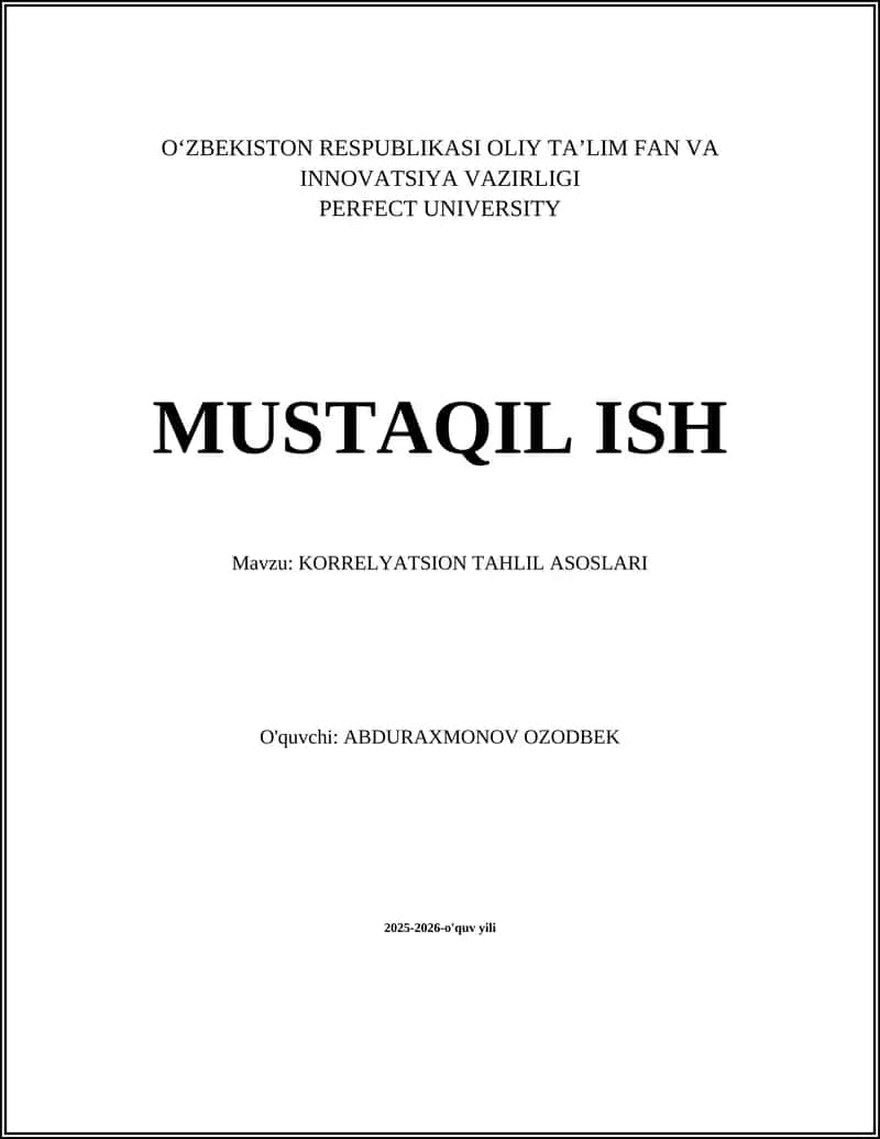 Korrelatsiya Tushunchasi va Tarixi 1