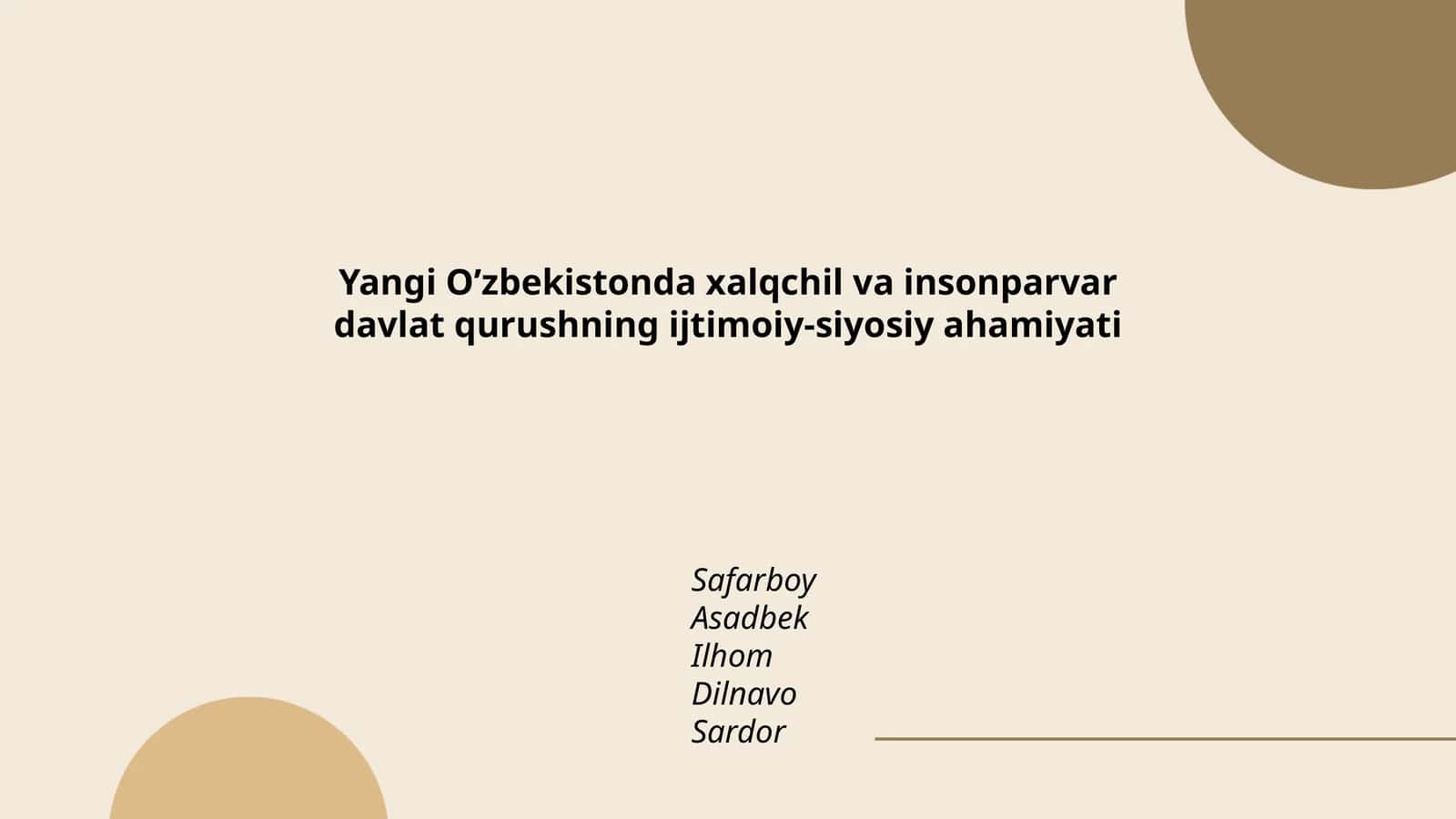 Yangi O’zbekistonda xalqchil va insonparvar davlat qurushning ijtimoiy-siyosiy ahamiyati 1