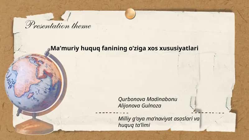 Maʼmuriy huquq fanining oʻziga xos xususiyatlari 1