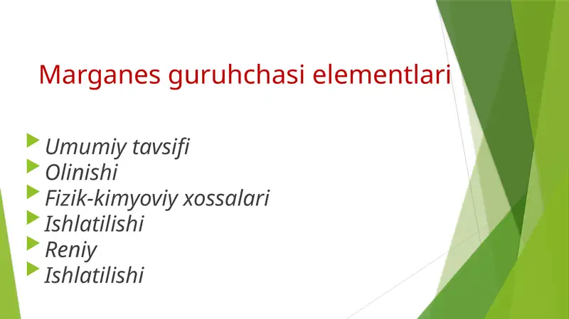 Marganes guruhchasi elementlari 1
