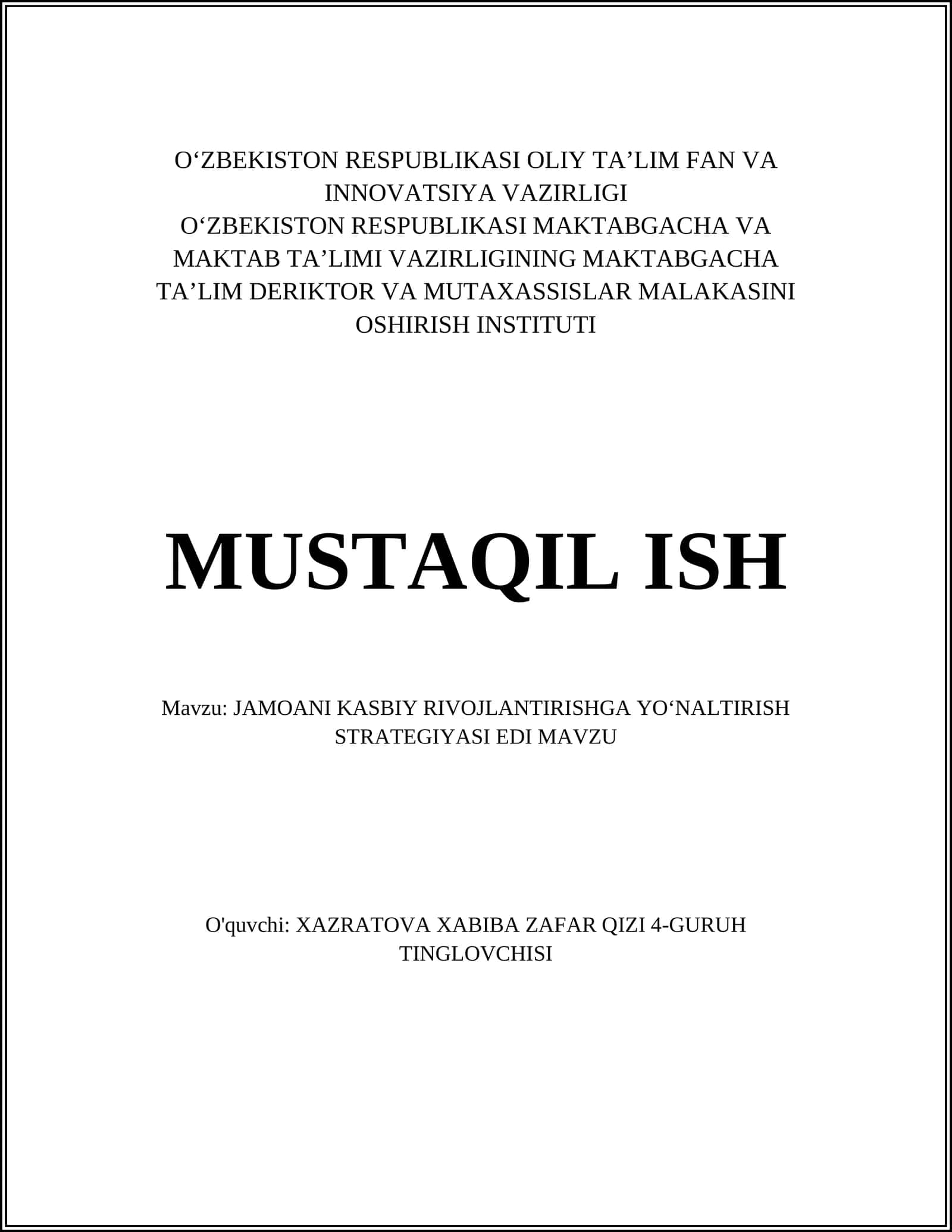 JAMOANI KASBIY RIVOJLANTIRISHGA YOʻNALTIRISH STRATEGIYASI 1