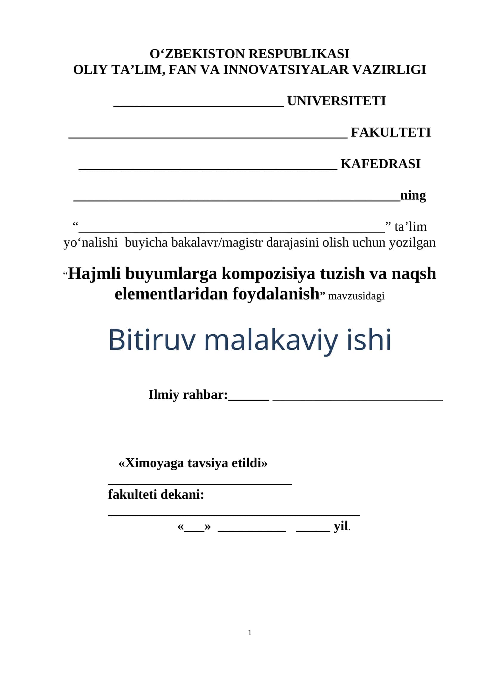 Hajmli buyumlarga kompozisiya tuzish va naqsh elementlaridan foydalanish 1