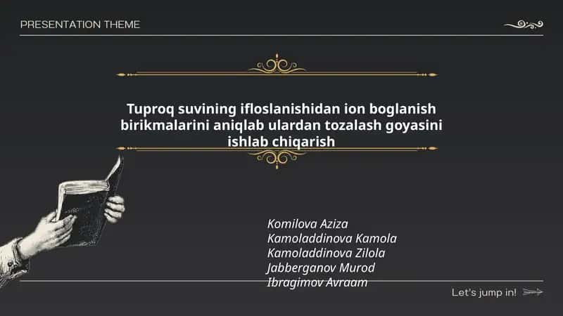 Tuproq suvining ifloslanishidan ion boglanish birikmalarini aniqlab ulardan tozalash goyasini ishlab chiqarish 1
