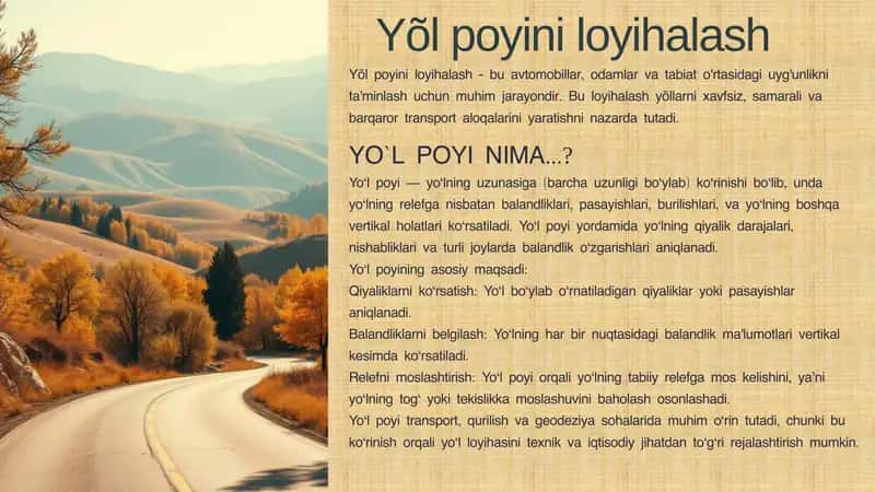 Yõl poyini loyihalash 1