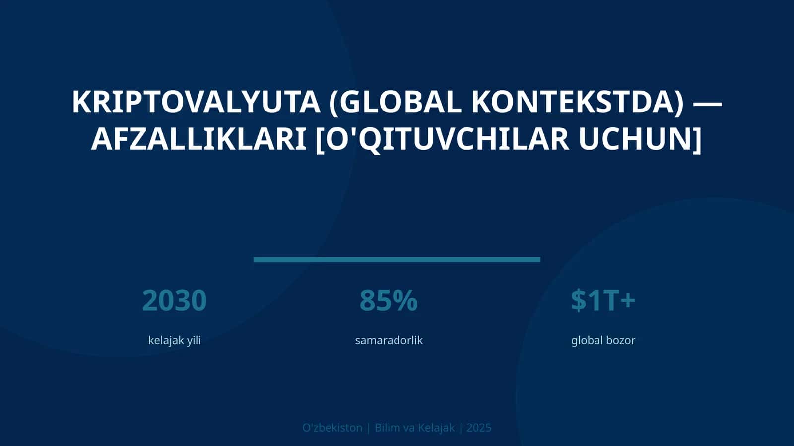 Kriptovalyuta (global kontekstda) — afzalliklari [o'qituvchilar uchun] 1