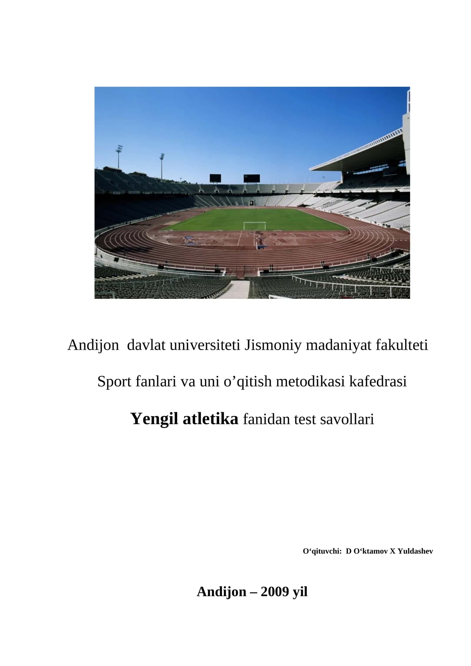 Yengil atletika fanidan test savollari 1