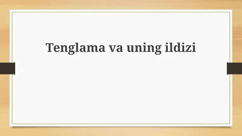 Tenglamavauningildizi 1