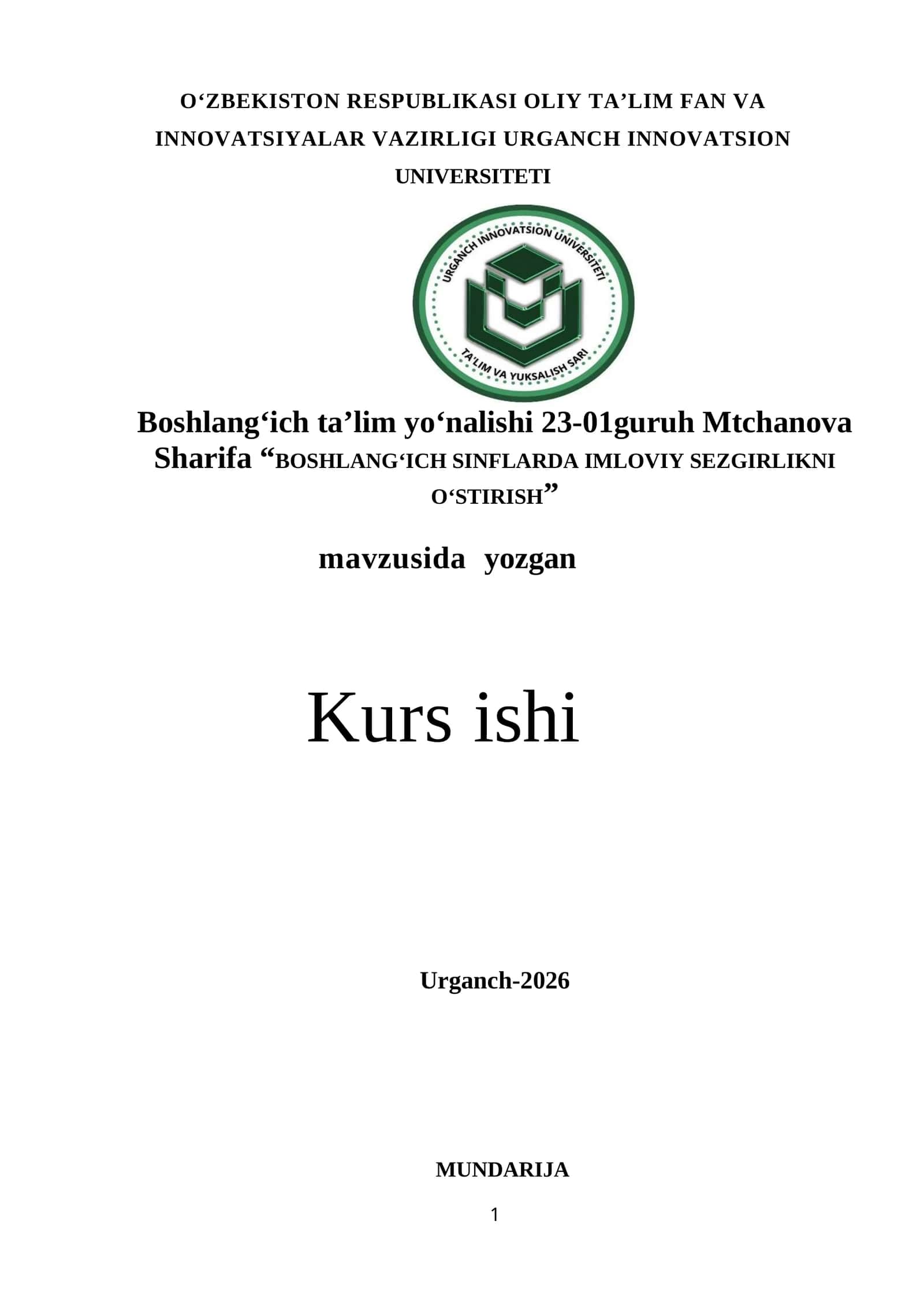 BOSHLANG‘ICH SINFLARDA IMLOVIY SEZGIRLIKNI O‘STIRISH 1