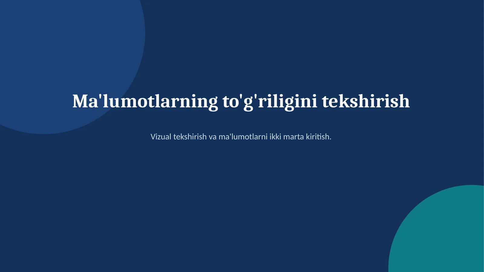Ma'lumotlarning to'g'riligini tekshirish 1