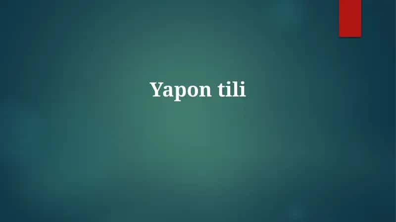 Yapon tili 1