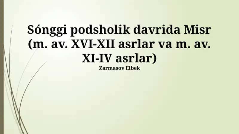 Sónggi podsholik davrida Misr (m. av. XVI-XII asrlar va m. av. XI-IV asrlar) 1