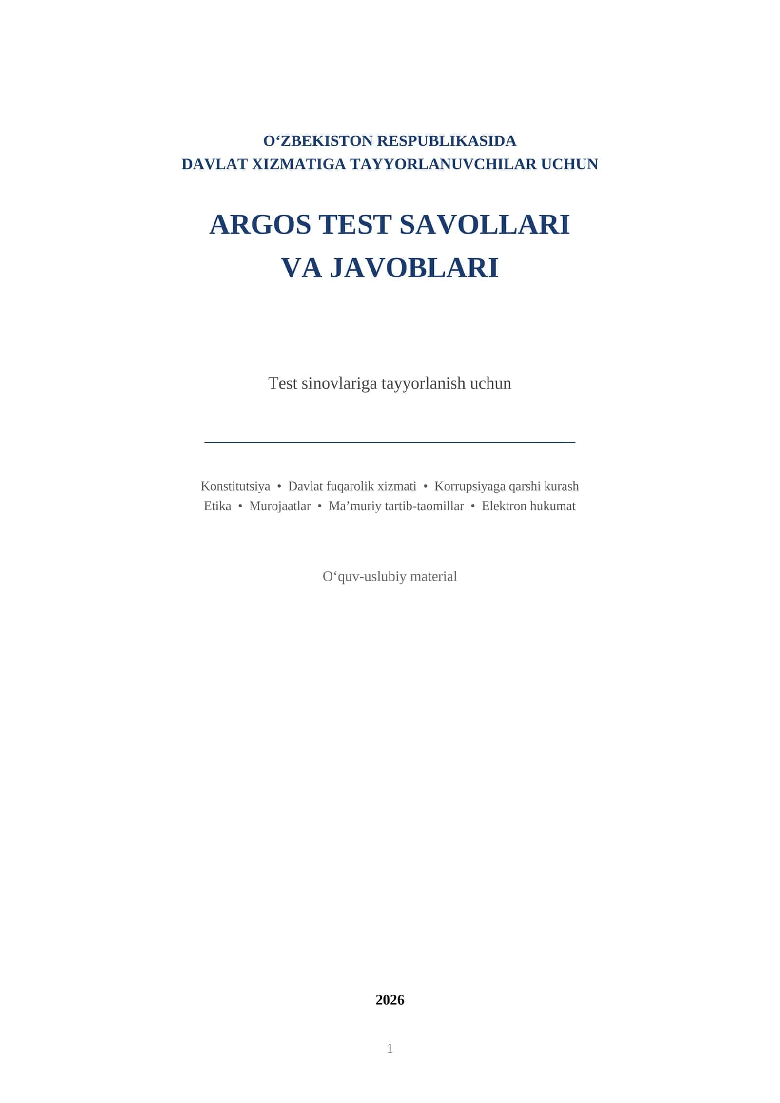 Argos Test Savollari Va Javoblari 1