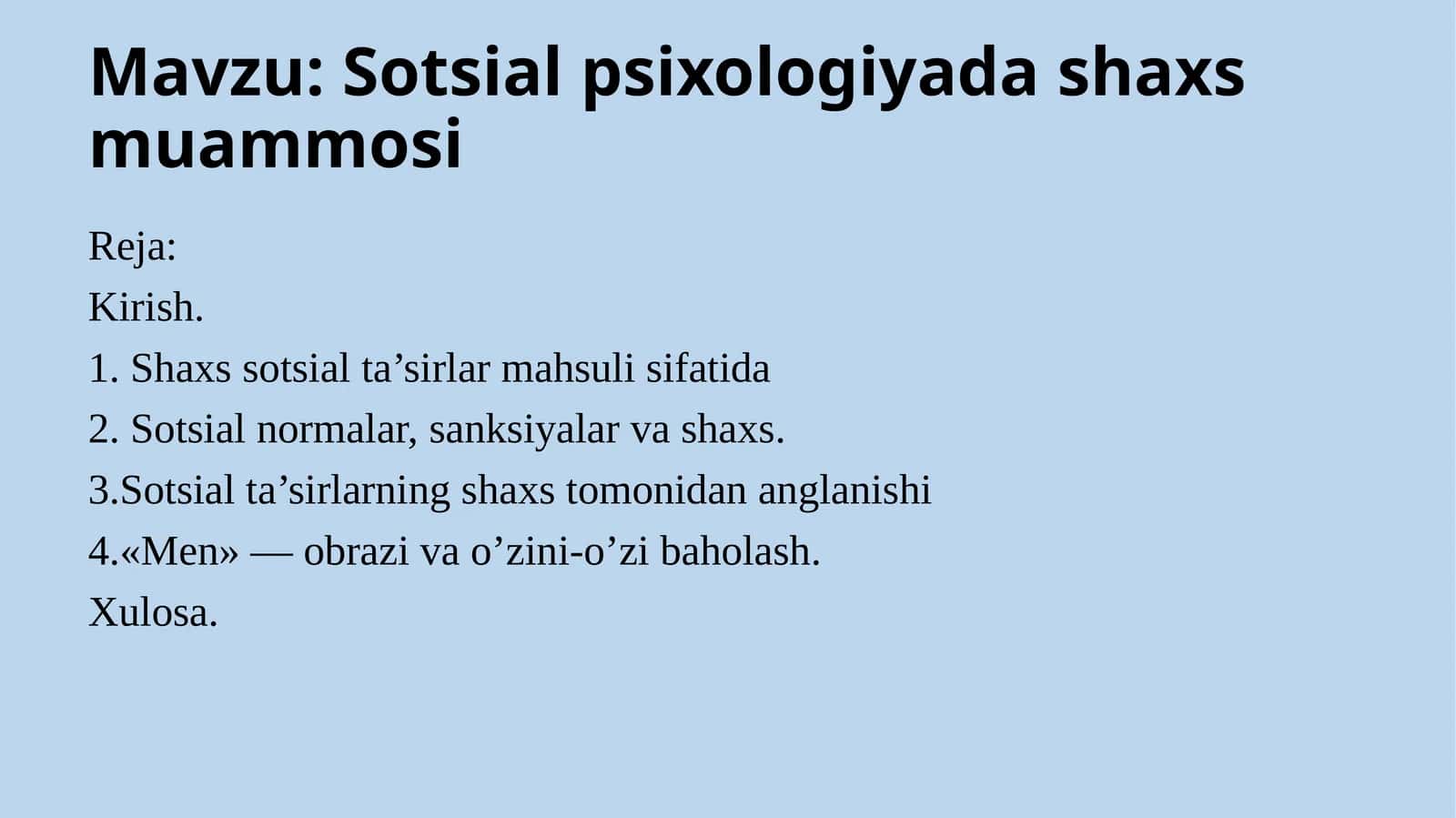Sotsial psixologiyada shaxs muammosi 1