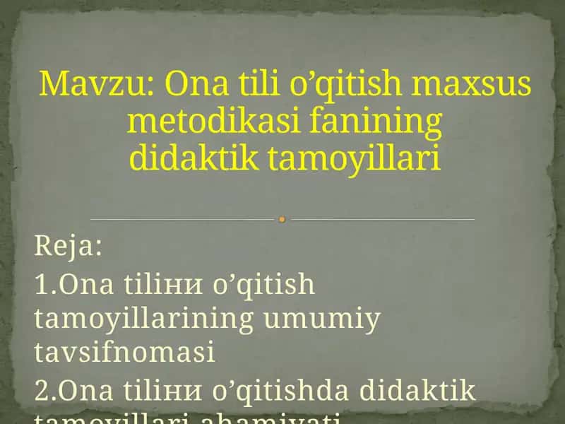 Оnatiliни o’qitish maxsus metodikasi fanining didaktik tamoyillari 1