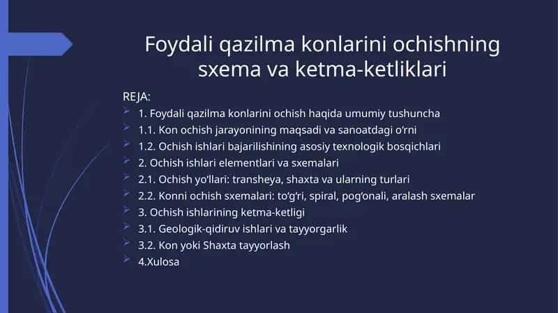 Foydali qazilma konlarini ochishning sxemasi 1