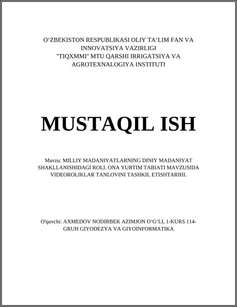 MILLIY MADANIYATLARNING DINIY MADANIYAT SHAKLLANISHIDAGI ROLI 1