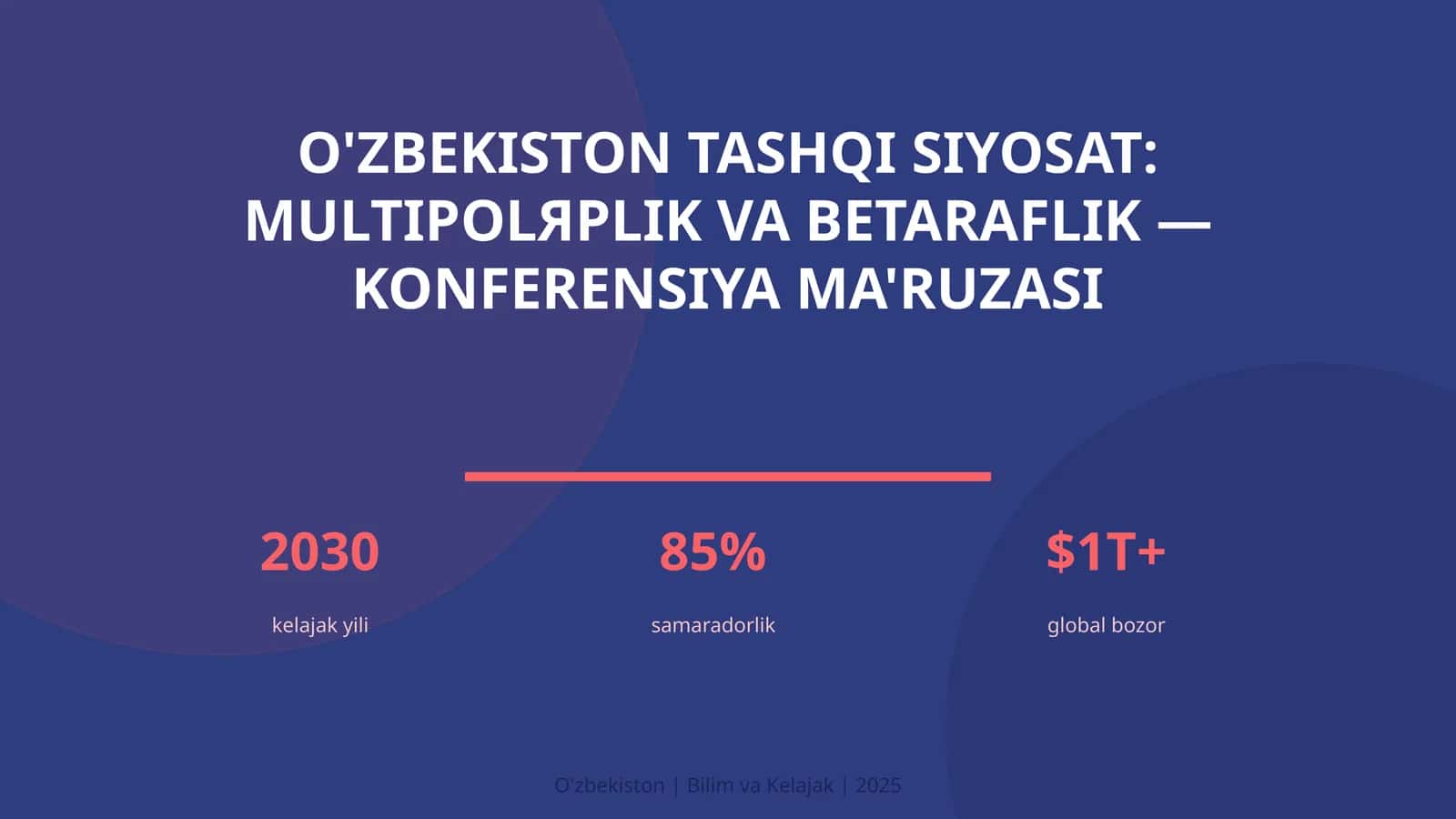 O'zbekiston tashqi siyosat: multipolяrlik va betaraflik — konferensiya ma'ruzasi 1