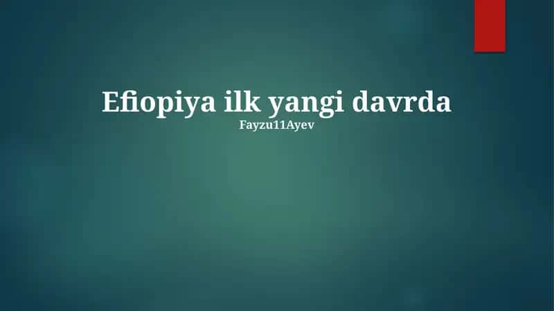 Efiopiya ilk yangi davrda 1