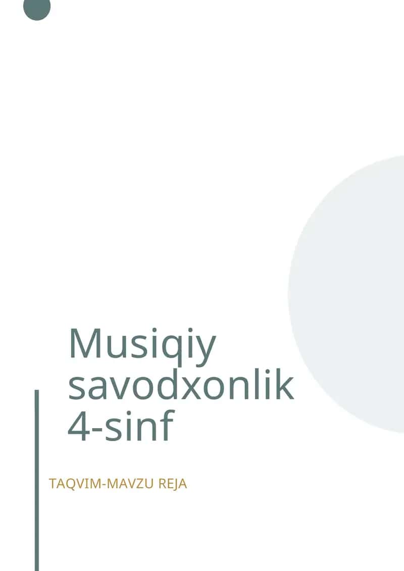 Мusiqiy savodxonlik 4-sinf taqvim-maVzu reja 1