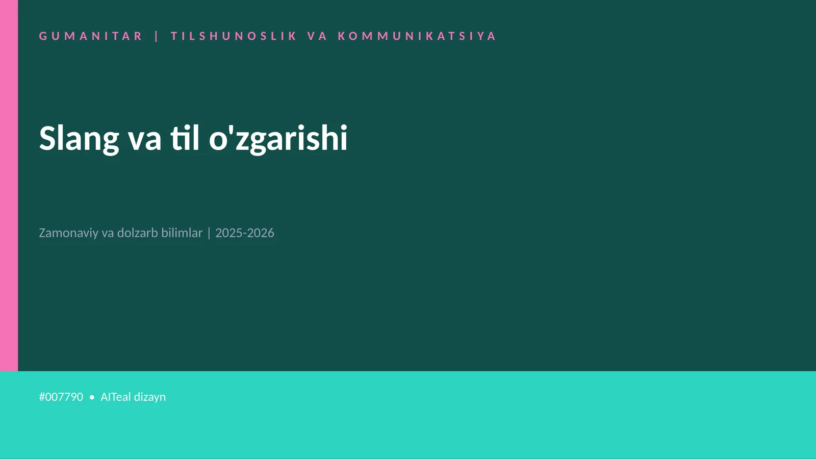 Slang va til o'zgarishi 1