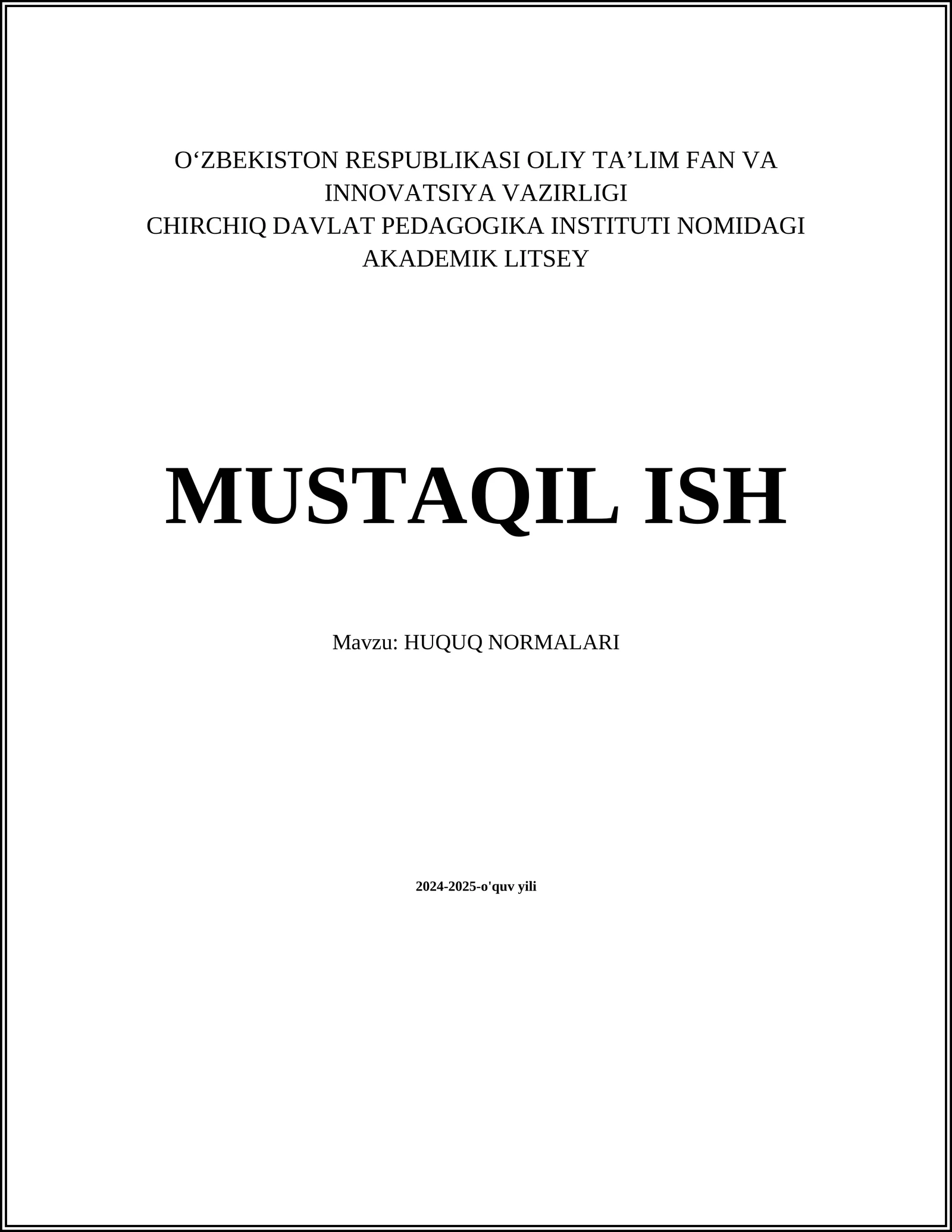 HUQUQ NORMALARI 1