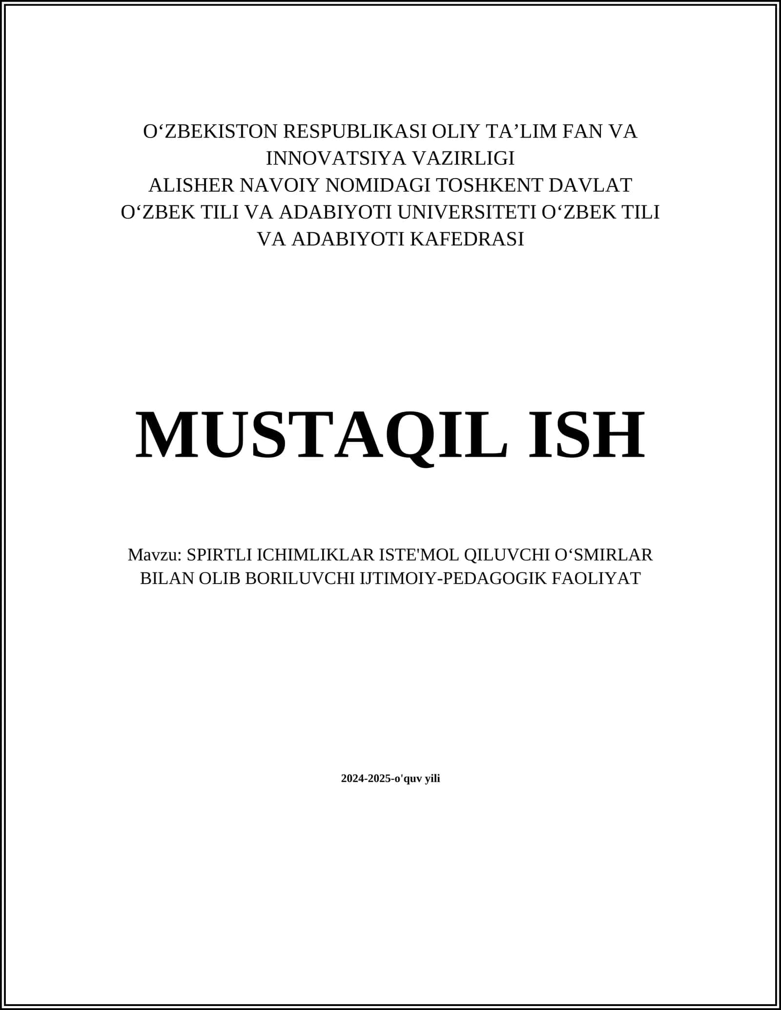OʻZBEKISTON RESPUBLIKASI OLIY TA’LIM FAN VA INNOVATSIYA VAZIRLIGI 1