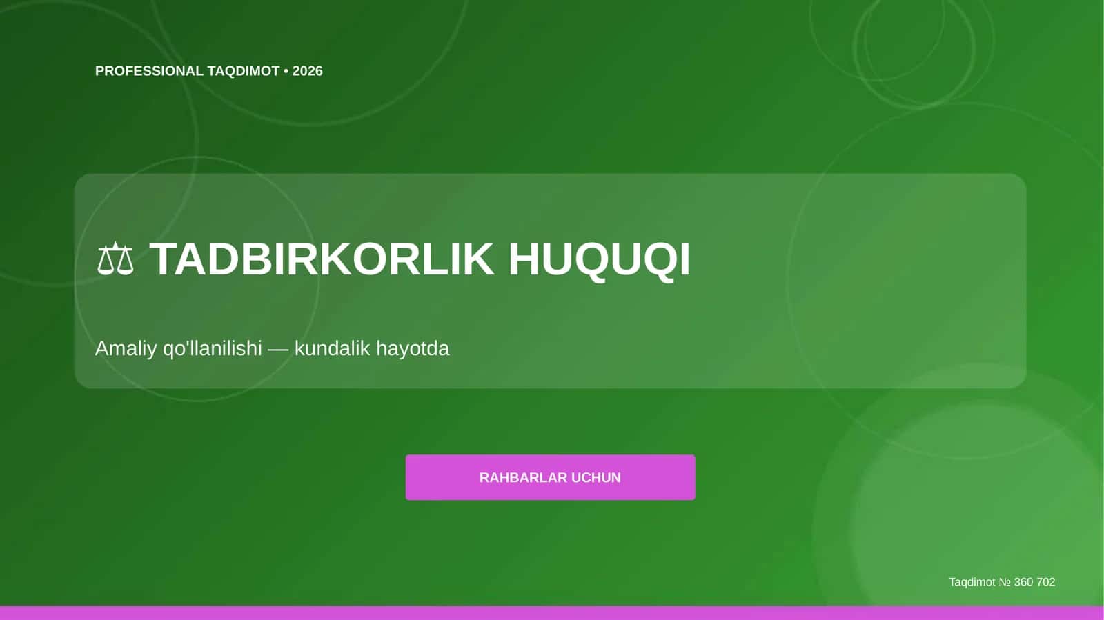 Tadbirkorlik huquqi: amaliy qo'llanilishi (kundalik hayotda) [rahbarlar uchun] 1