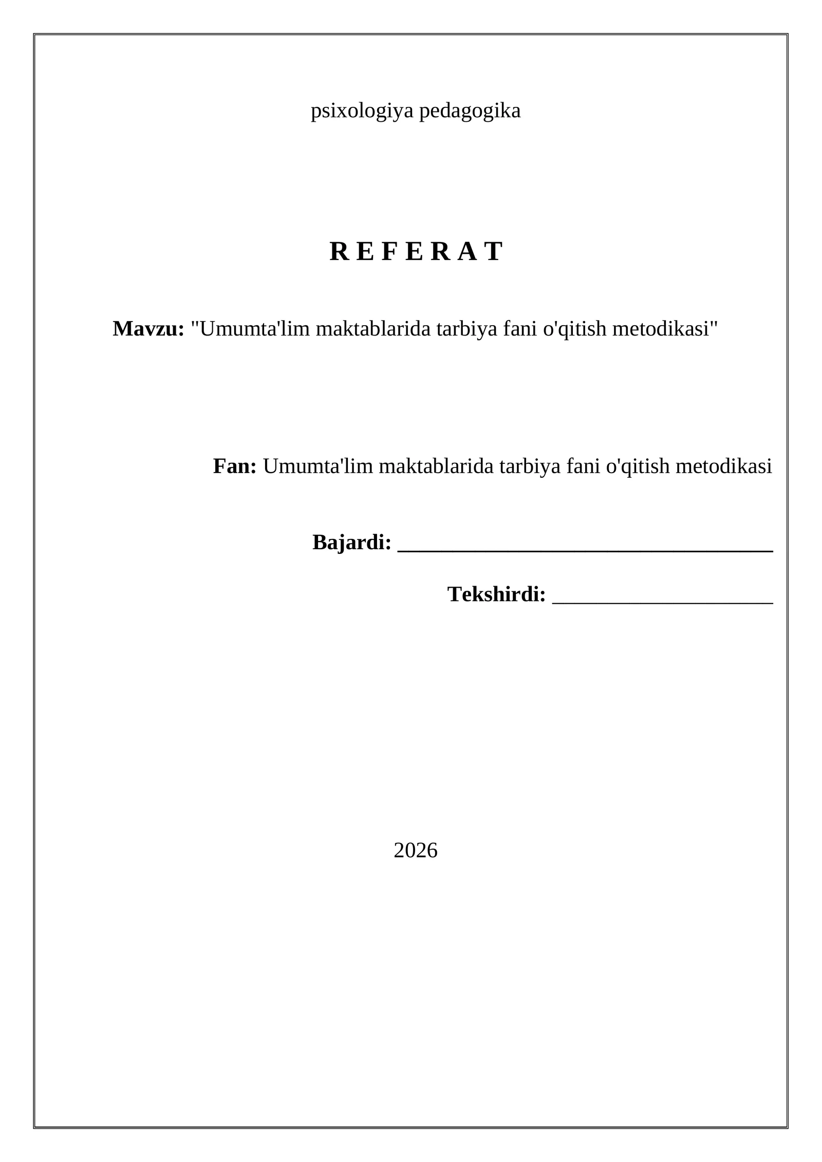 Umumta'lim maktablarida tarbiya fani o'qitish metodikasi 1