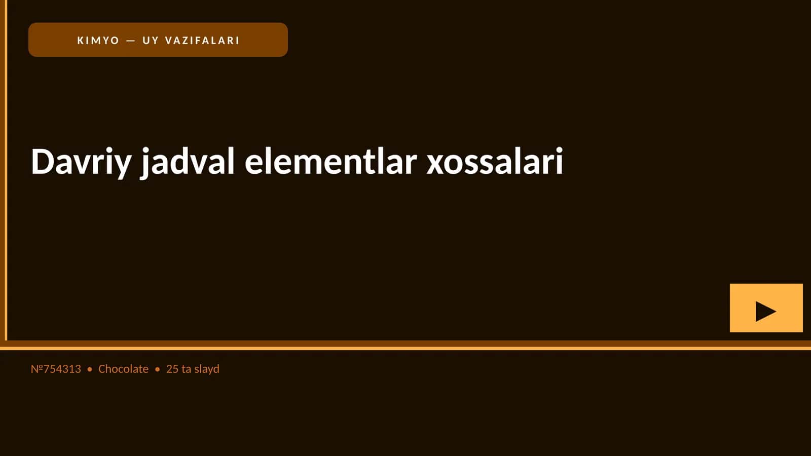 KIMYO — UY VAZIFALARI 1