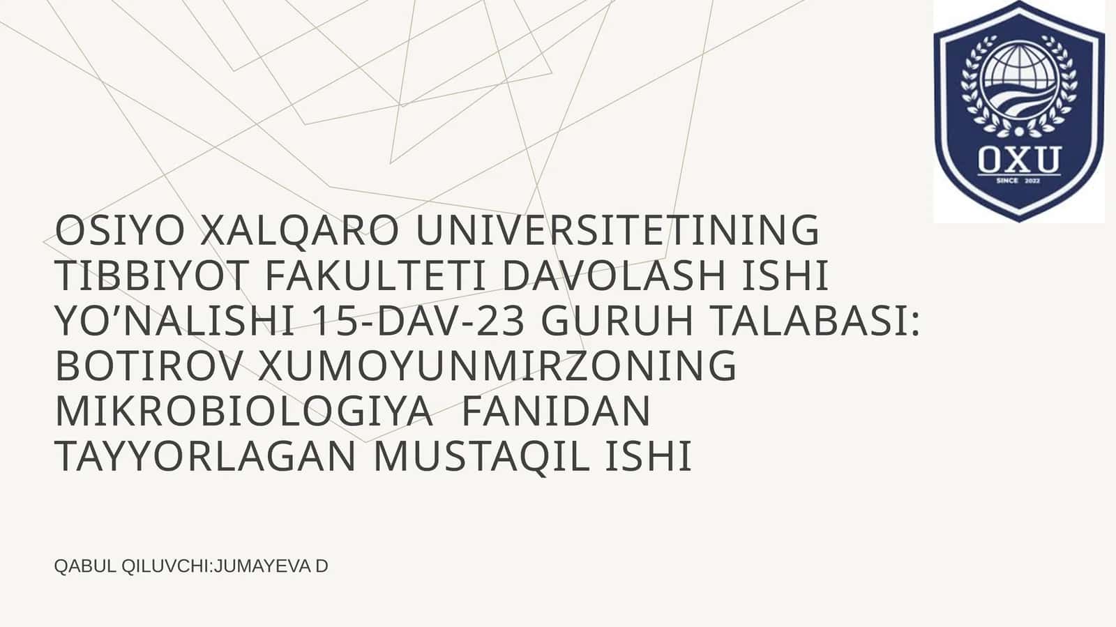Mavzu:Immunopatologiya,hozirgi zamon klassifikatsiyasi.Tug’ma va orttirilgan immun tanqisliklar. 1