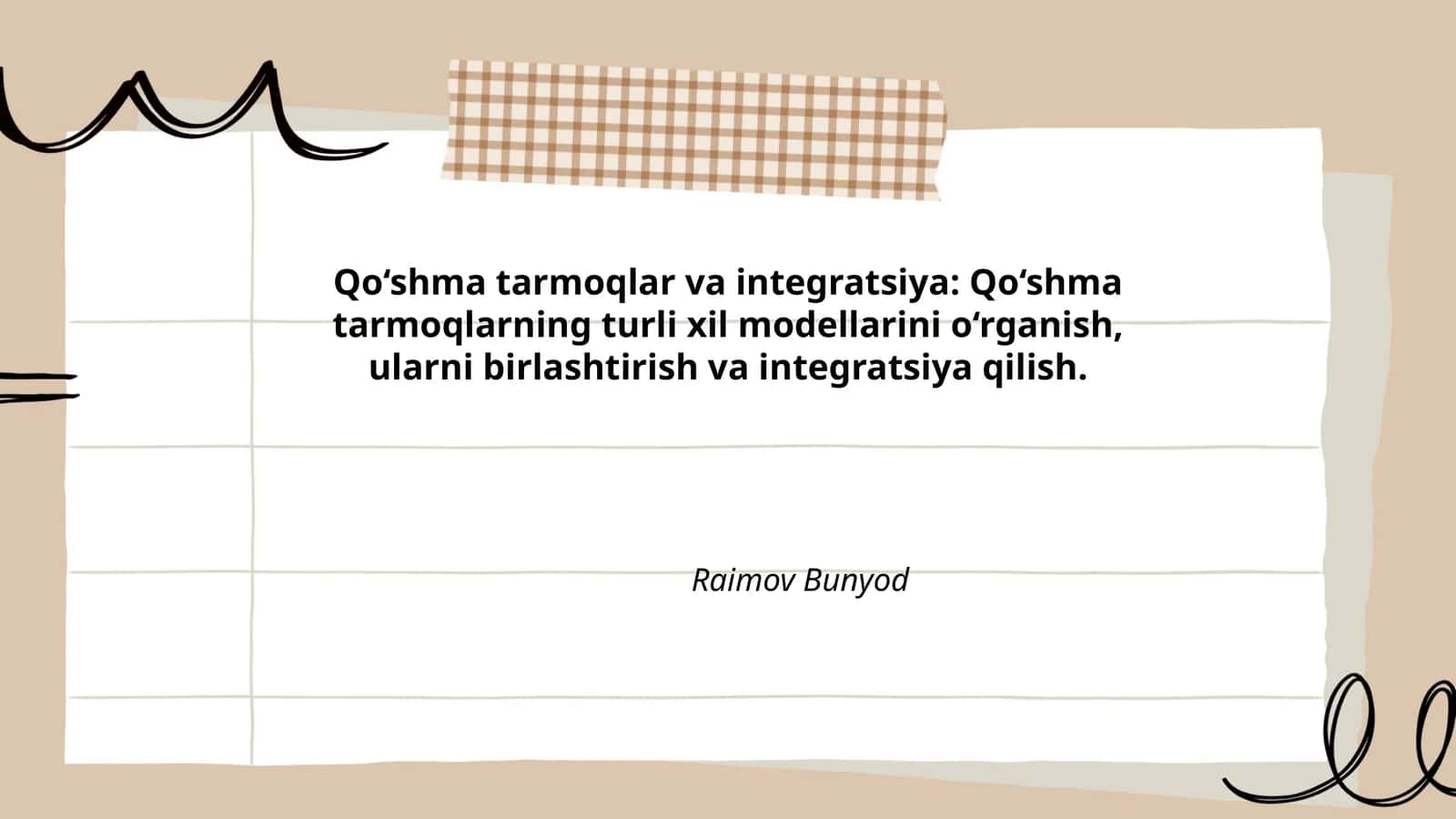 Qo‘shma tarmoqlar va integratsiya 1