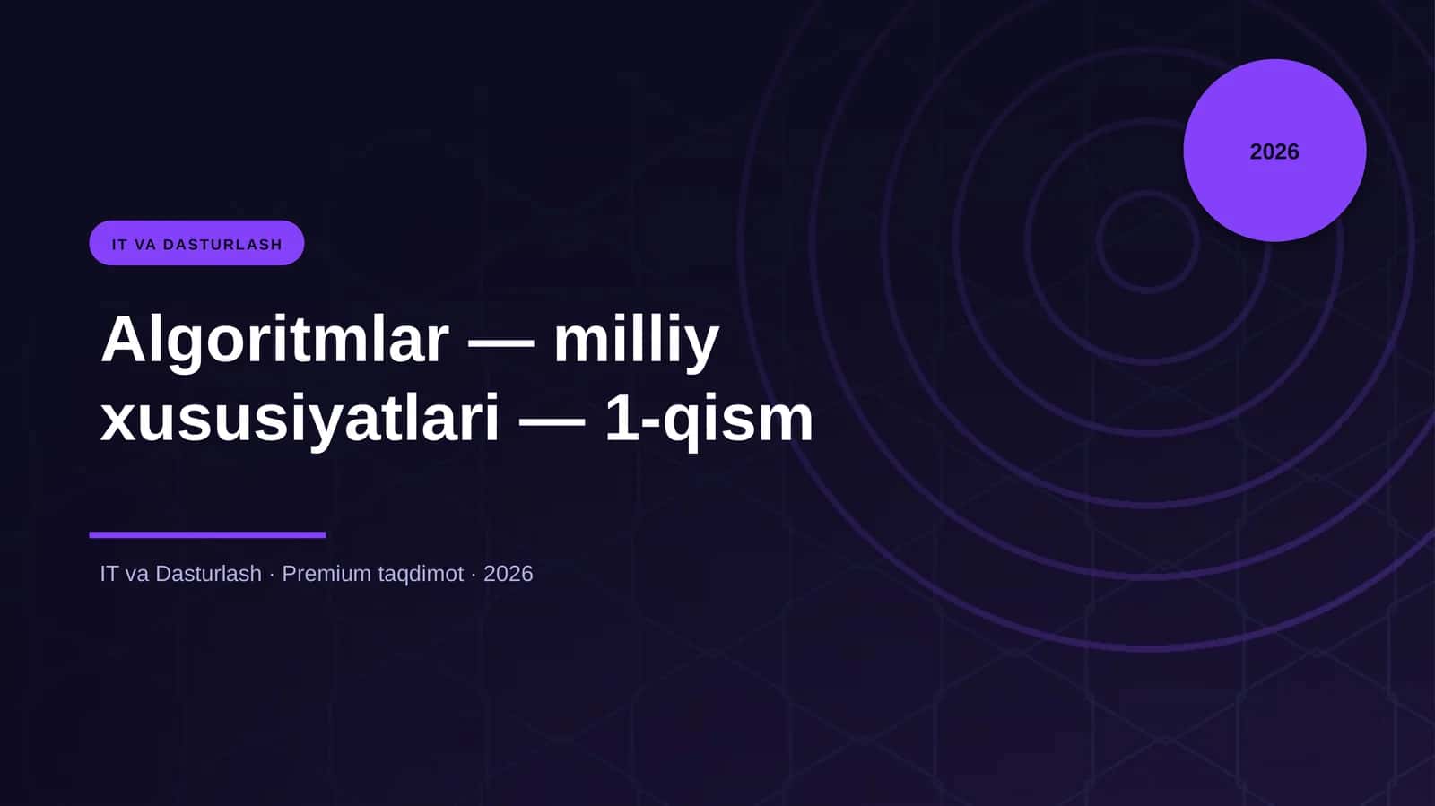 Algoritmlar — milliy xususiyatlari — 1-qism 1