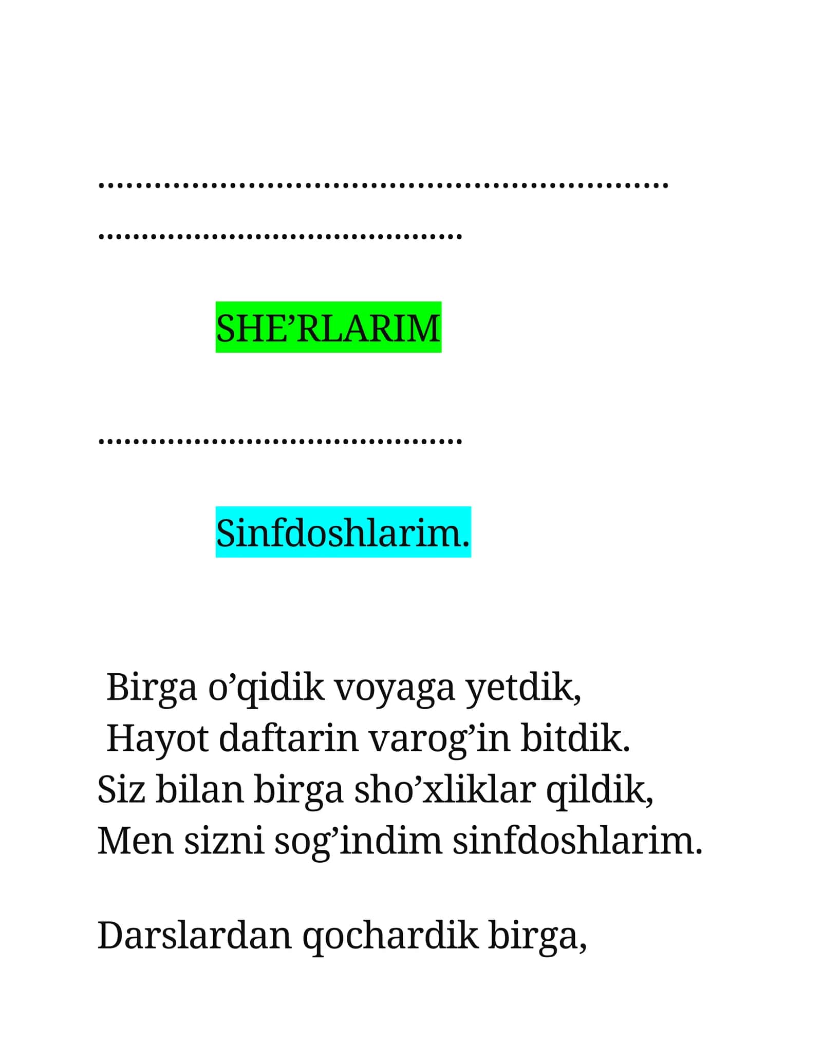 SHE’RLARIM 1