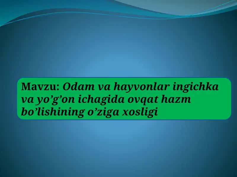 Odam va hayvonlar ingichka  va yo’g’on ichagida ovqat hazm bo’lishining o’ziga xosligi 1