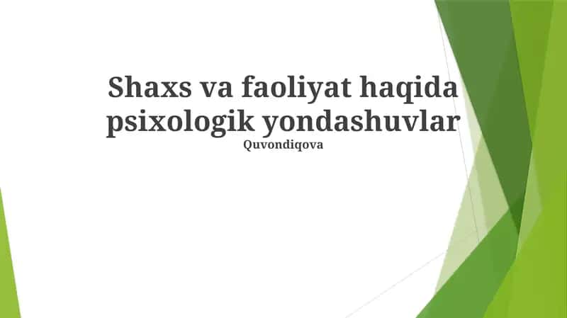 Xulq-atvor yondashuvlari 1