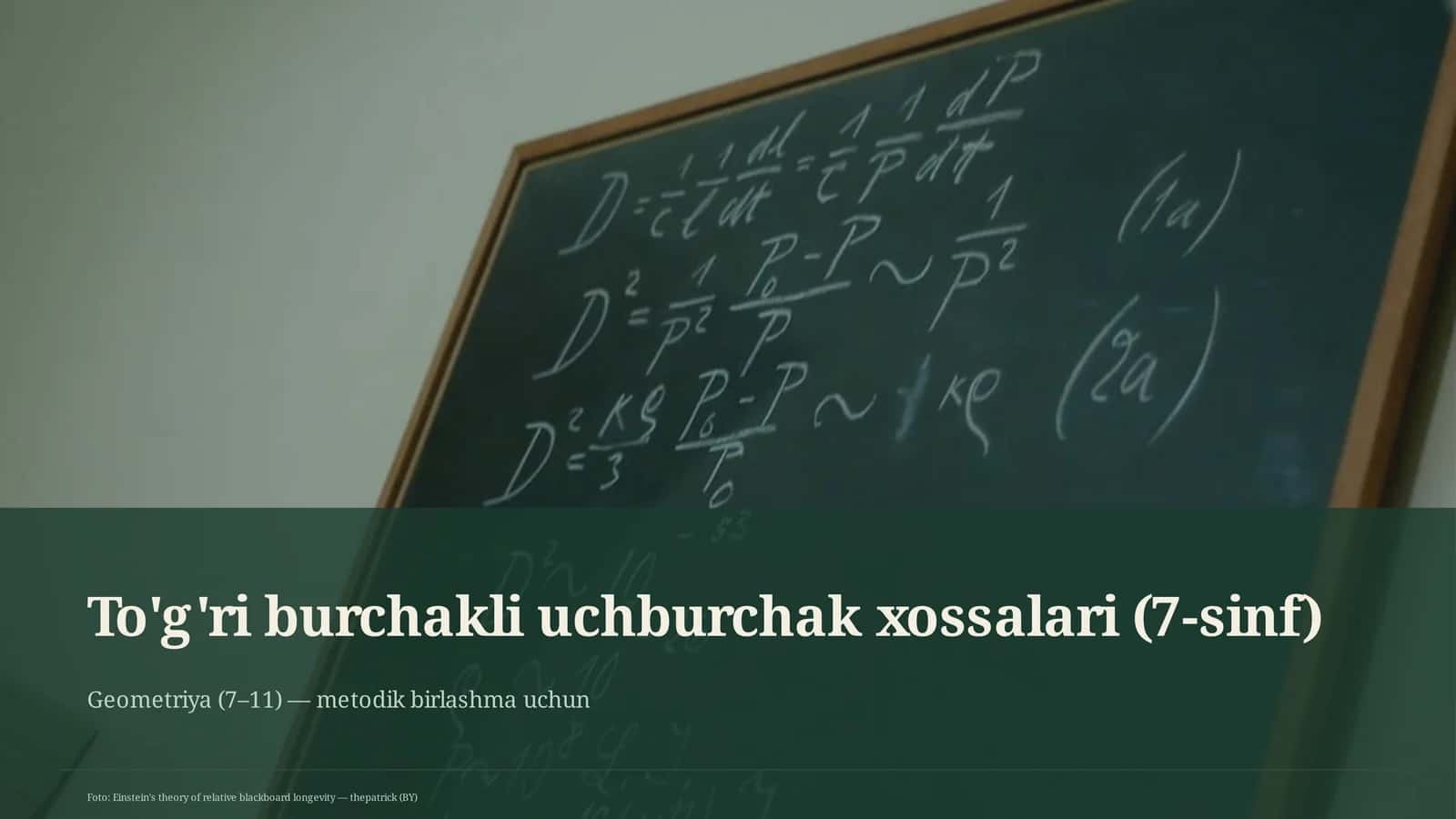 To'g'ri burchakli uchburchak xossalari (7-sinf) 1