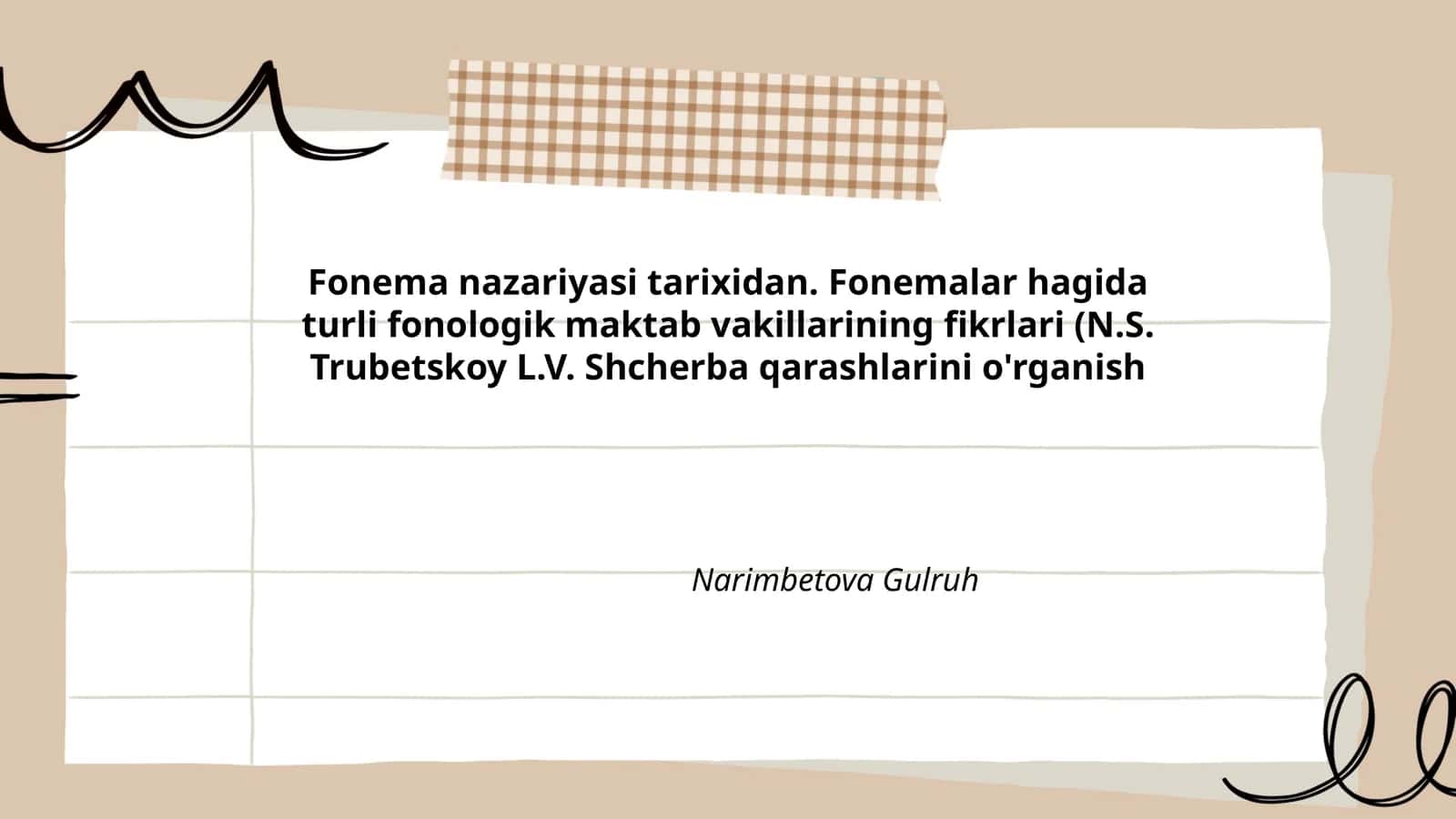 Fonema nazariyasi tarixidan. Fonemalar hagida turli fonologik maktab vakillarining fikrlari (N.S. Trubetskoy L.V. Shcherba qarashlarini o'rganish) 1