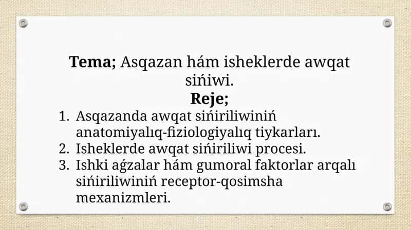 Asqazan hám isheklerde awqat sińiwi 1