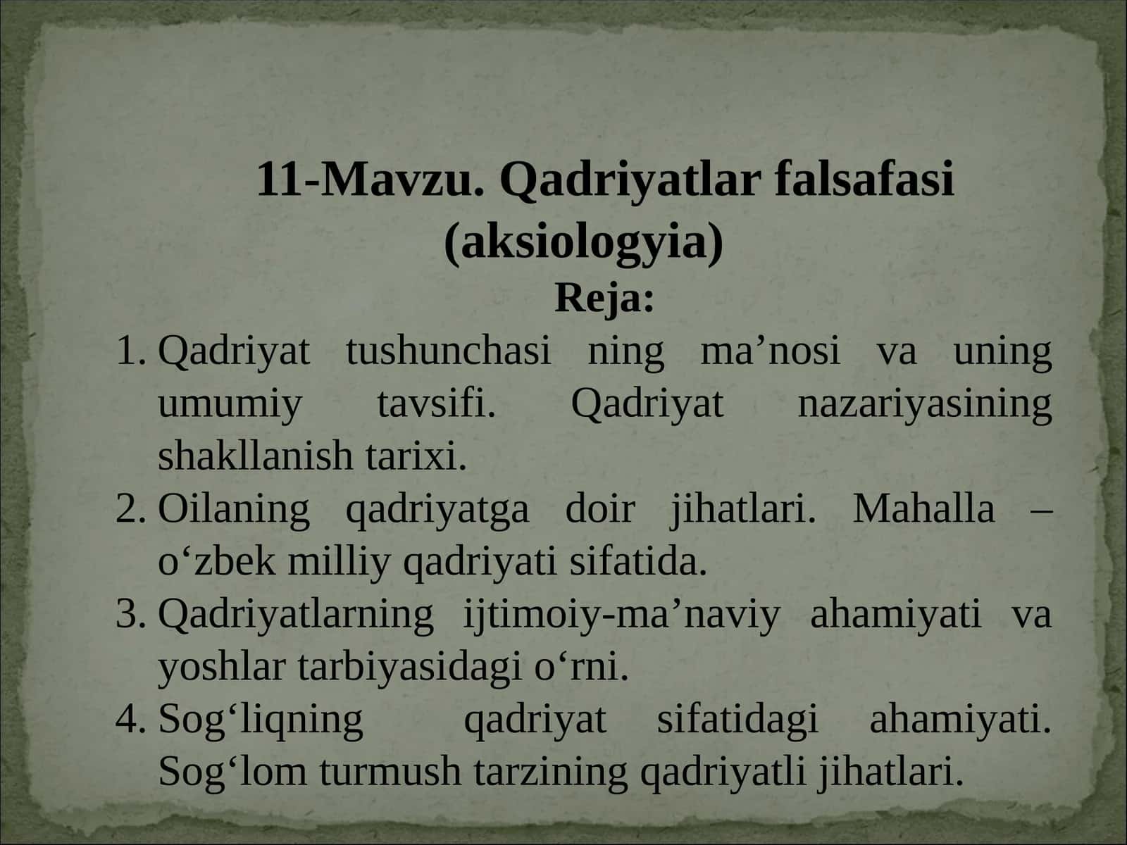 Qadriyatlar falsafasi 1