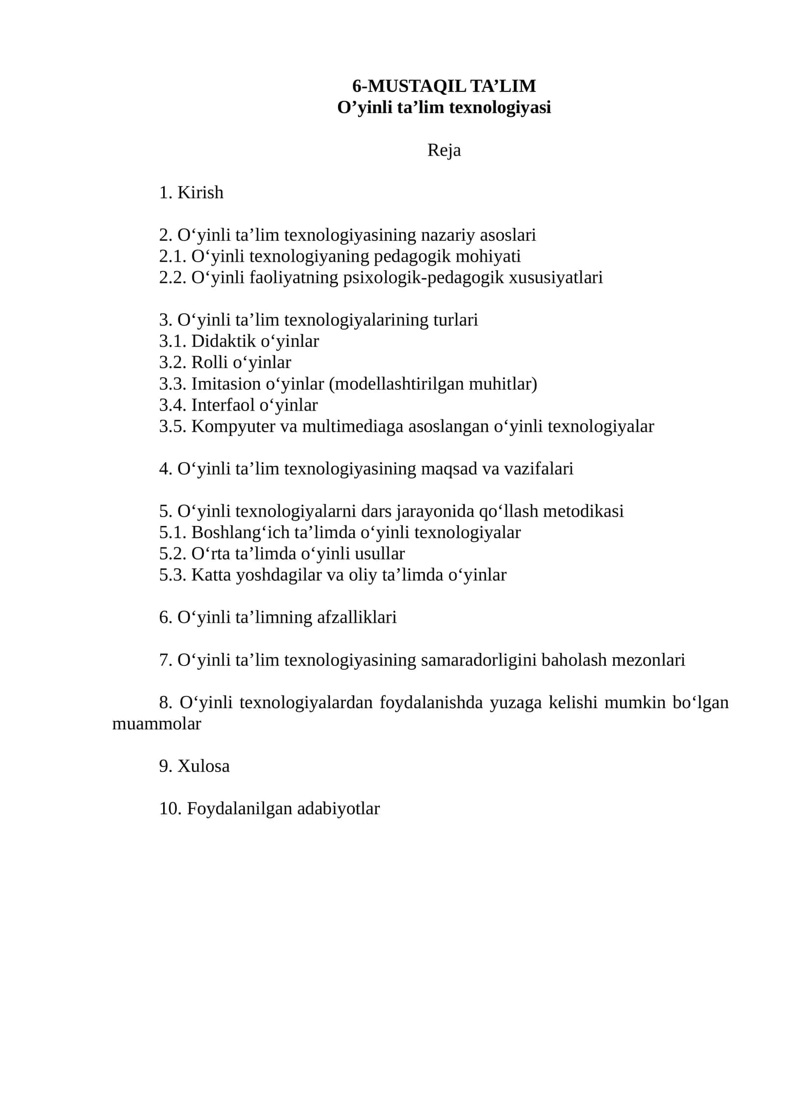 O’yinli ta’lim texnologiyasi 1