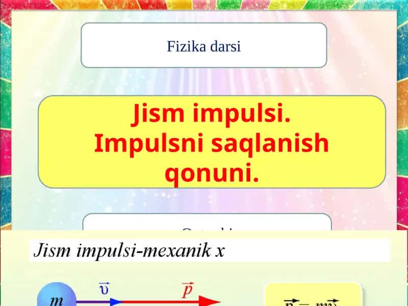 Jism impulsi. Impulsning saqlanish qonuni. 1