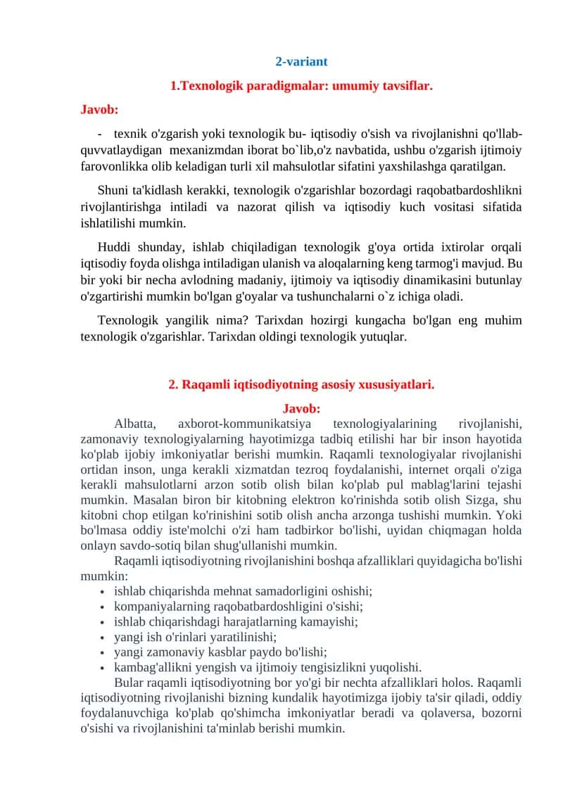 Texnologik paradigmalar: umumiy tavsiflar 1