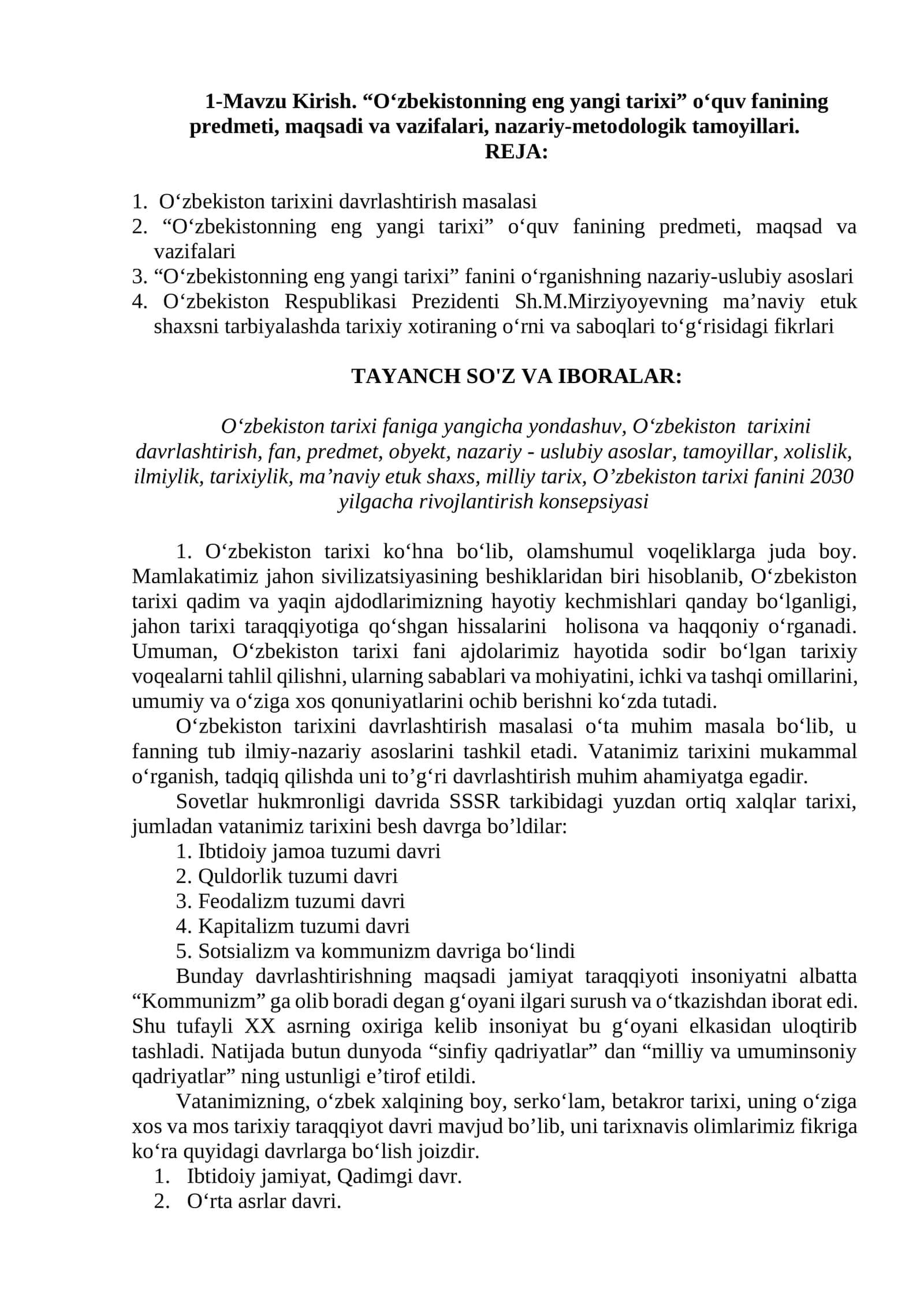 O‘zbekistonning eng yangi tarixi 1